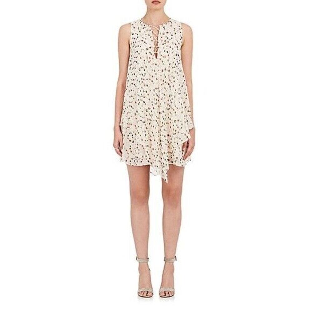 Derek Lam 10 Crosby Women's 100% Silk layer dress lace Beige floral lace up neck - Picture 1 of 9